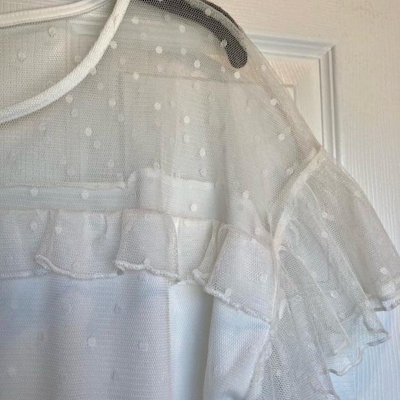 Emma & Olive Ivory Lined Mesh Overlay Top -NWOT - Picture 3 of 9